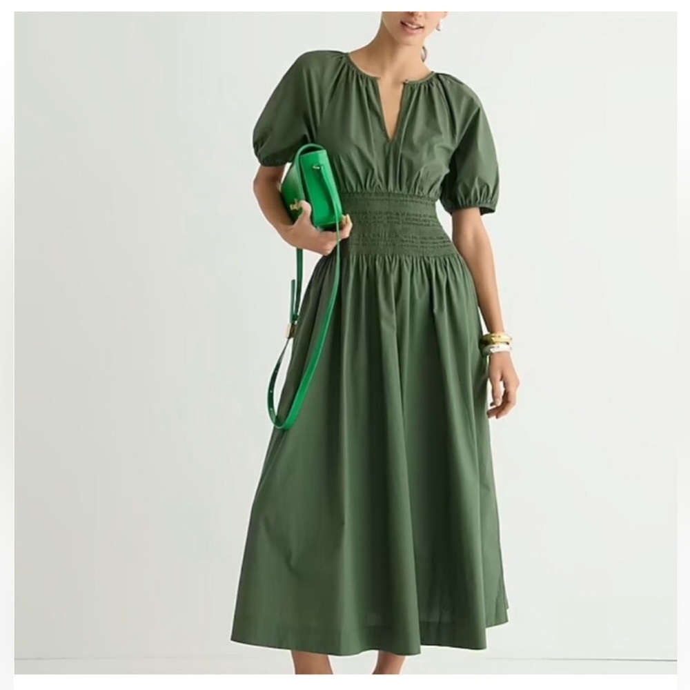 J CREW Provence smocked waist midi dress Size M